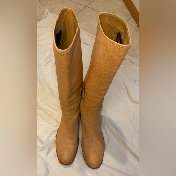 Prada Vintage Slouch Leather Mid-Calf Boots Camel Tan Made in Italy Size 41 / 10 - Picture 3 of 9